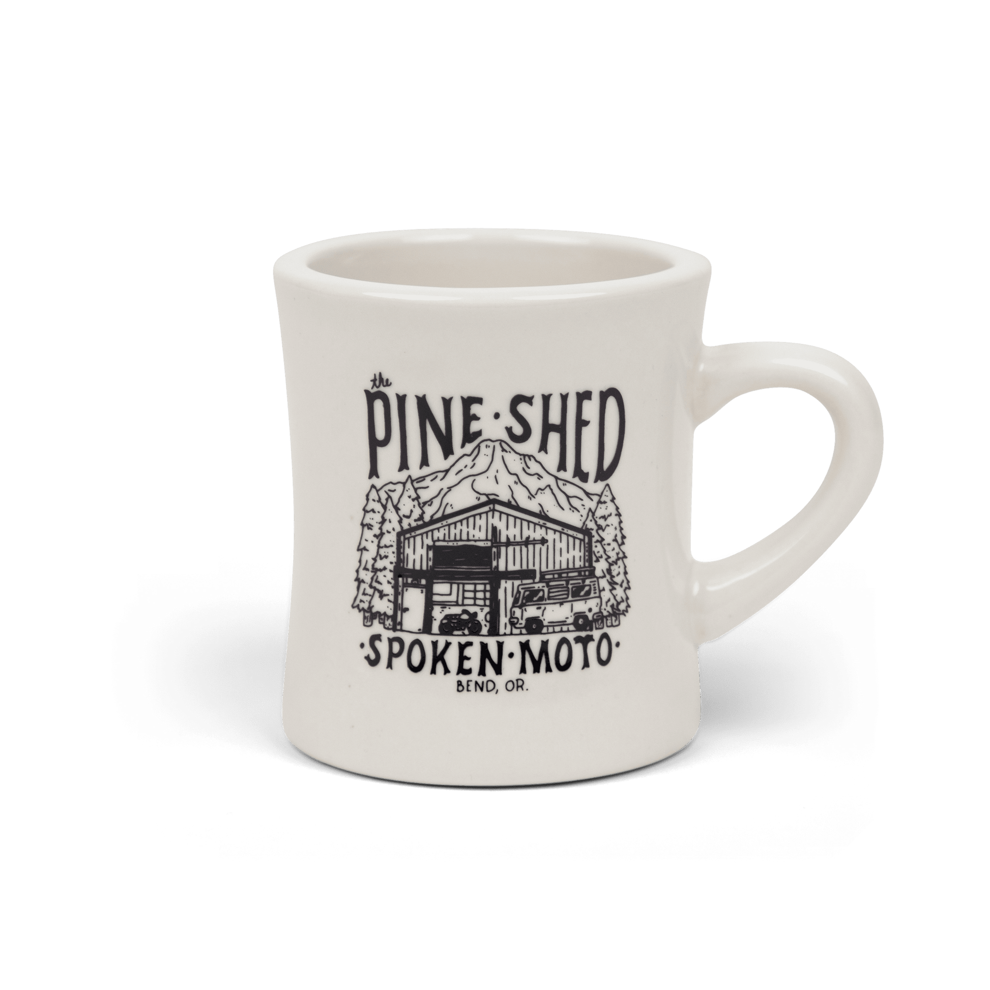Pine Shed Diner Mug from the front.