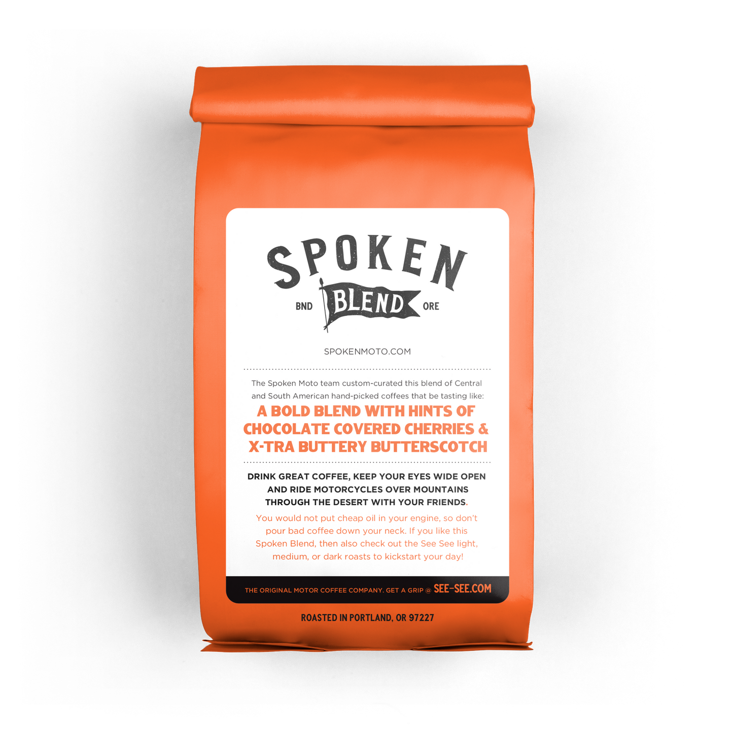 SeeSeexSpokenMoto Coffee Blend back.